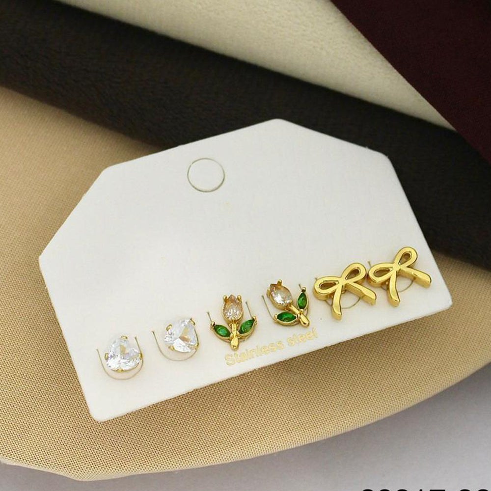 Klitz Designer Crystal Stone Studs Earrings Multi Set (Assorted Desing) (Pack of 12)