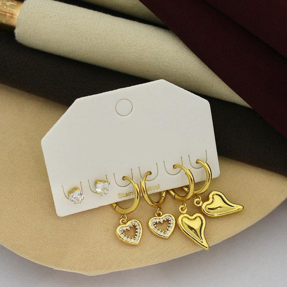 Klitz Designer Crystal Stone Studs Earrings Multi Set (Assorted Desing) (Pack of 12)