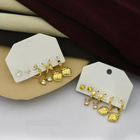 Klitz Designer Crystal Stone Studs Earrings Multi Set (Assorted Desing)