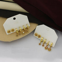 Klitz Designer Crystal Stone Studs Earrings Multi Set (Assorted Desing)