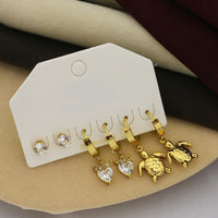 Klitz Designer Crystal Stone Studs Earrings Multi Set (Assorted Desing)