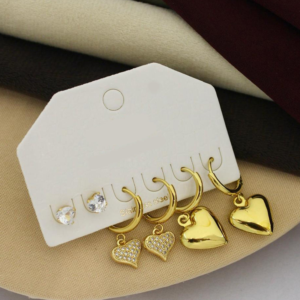 Klitz Designer Crystal Stone Studs Earrings Multi Set (Assorted Desing) (Pack of 12)