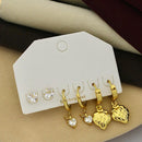 Klitz Designer Crystal Stone Studs Earrings Multi Set (Assorted Desing)