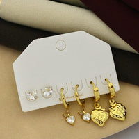 Klitz Designer Crystal Stone Studs Earrings Multi Set (Assorted Desing)