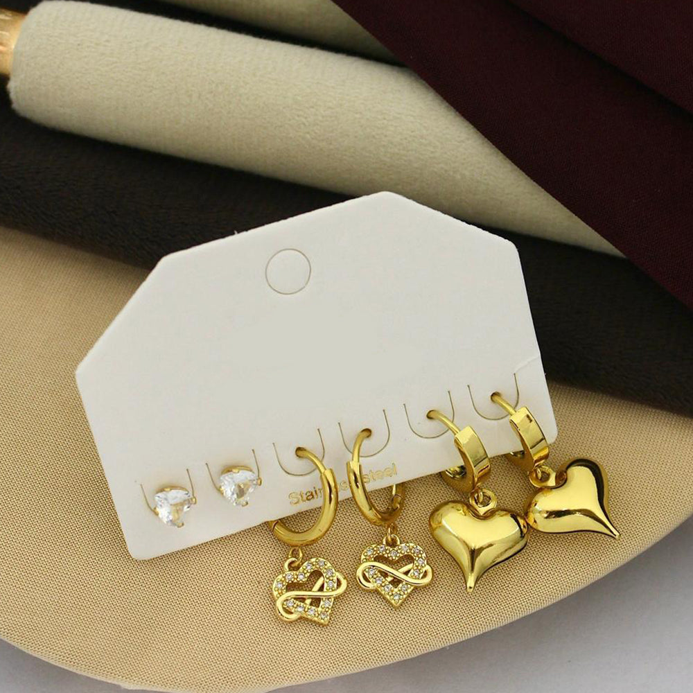 Klitz Designer Crystal Stone Studs Earrings Multi Set (Assorted Desing) (Pack of 12)