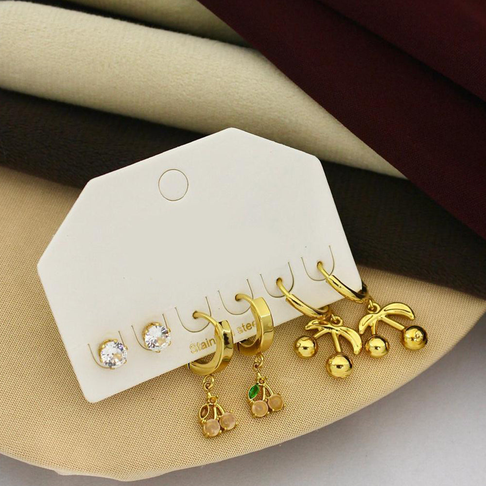 Klitz Designer Crystal Stone Studs Earrings Multi Set (Assorted Desing) (Pack of 12)