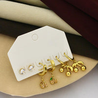 Klitz Designer Crystal Stone Studs Earrings Multi Set (Assorted Desing)