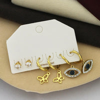 Klitz Designer Crystal Stone Studs Earrings Multi Set (Assorted Desing)