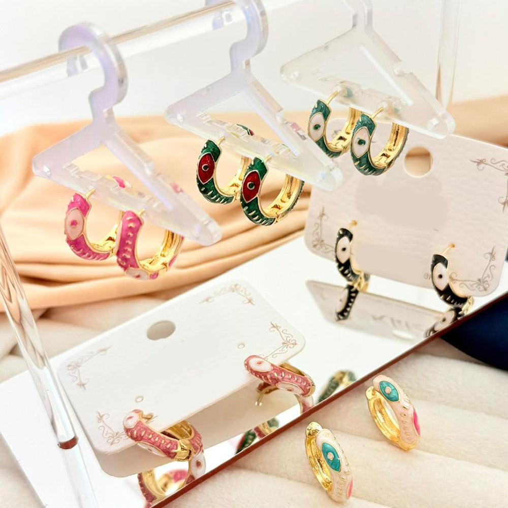 Klitz Traditional Multicolor Meenakari Hoop Dangler Earrings (Assorted Color) (Pack of 12)