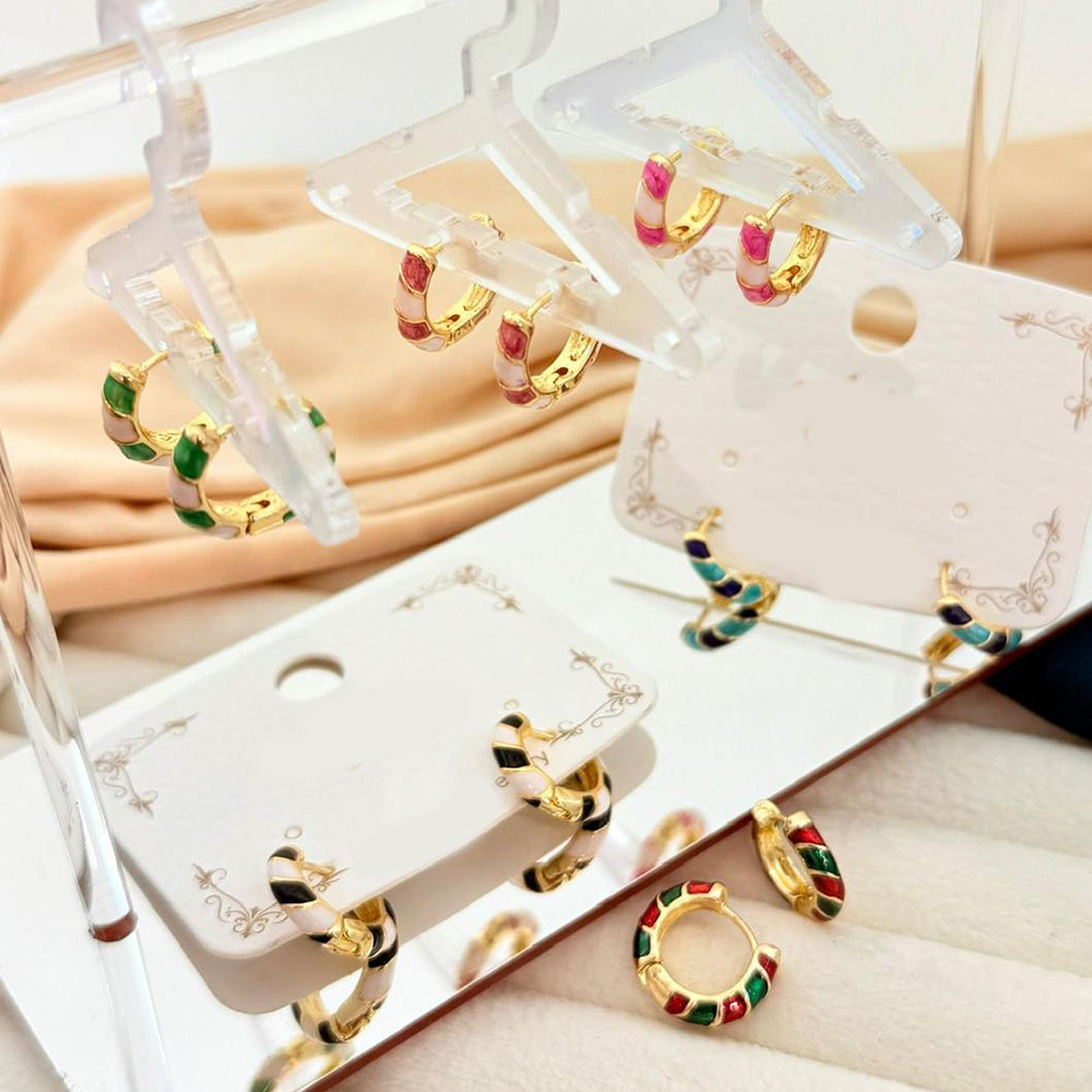 Klitz Traditional Multicolor Meenakari Hoop Dangler Earrings (Assorted Color) (Pack of 12)