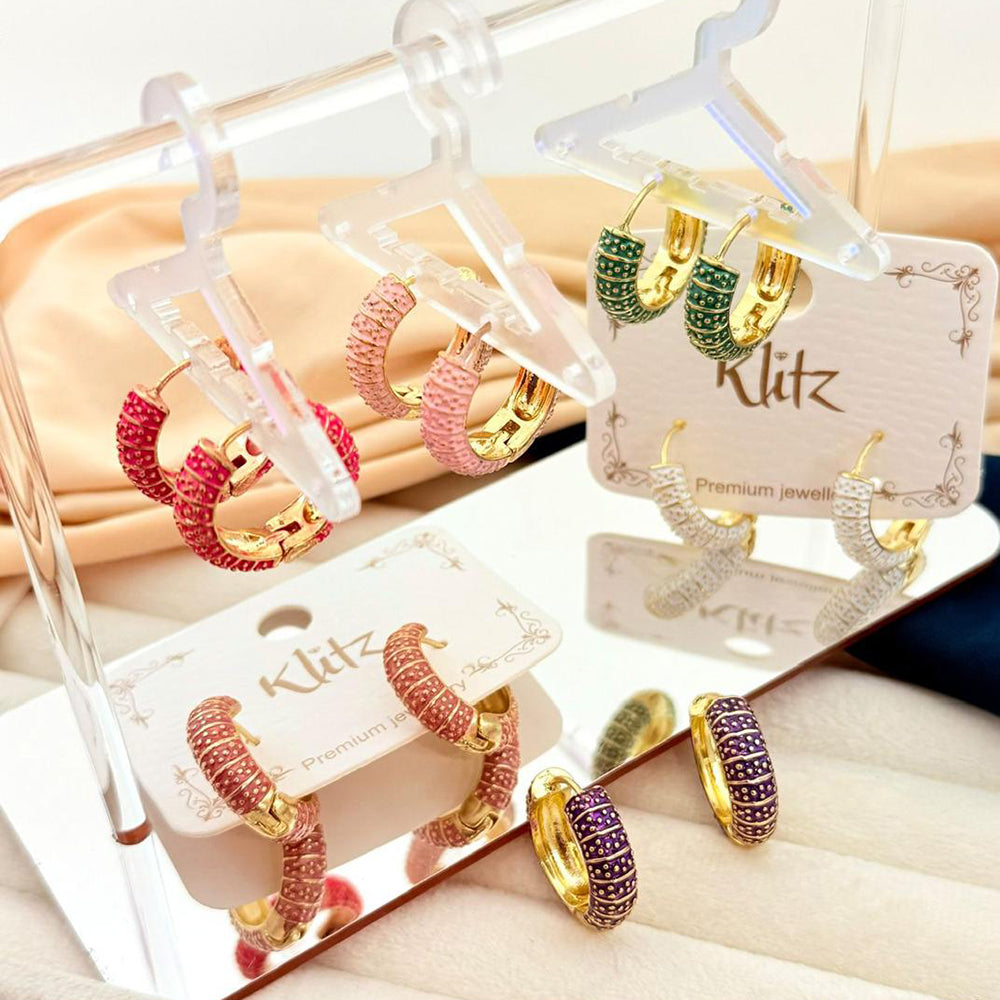 Klitz Traditional Multicolor Meenakari Hoop Dangler Earrings (Assorted Color) (Pack of 12)