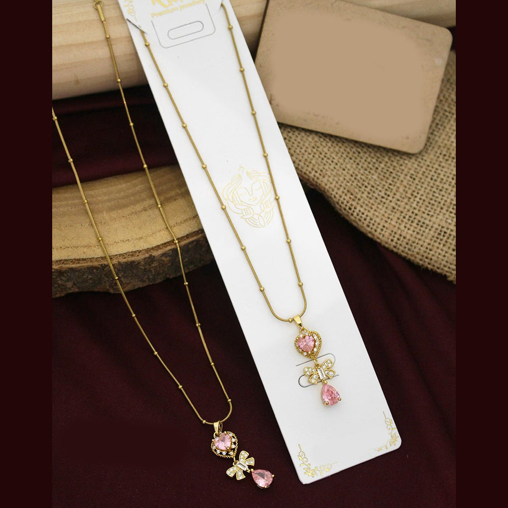 Klitz Premium Jewellery Crystal Stone Heart Shape Necklace (Pack of 12)