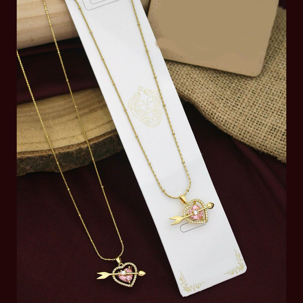 Klitz Premium Jewellery Crystal Stone Heart Shape Necklace (Pack of 12)