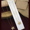 Klitz Premium Jewellery Crystal Stone Bow Necklace (Pack of 12)