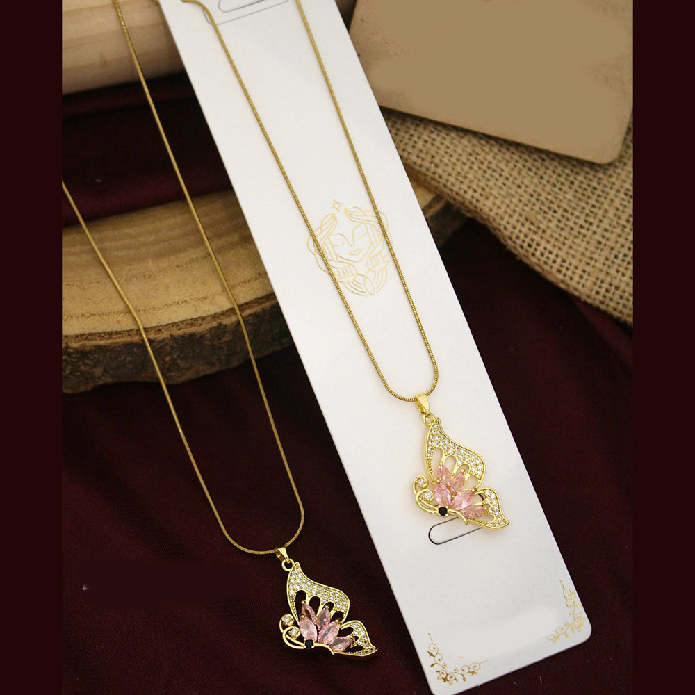 Klitz Premium Jewellery Crystal Stone Butterfly Necklace (Pack of 12)
