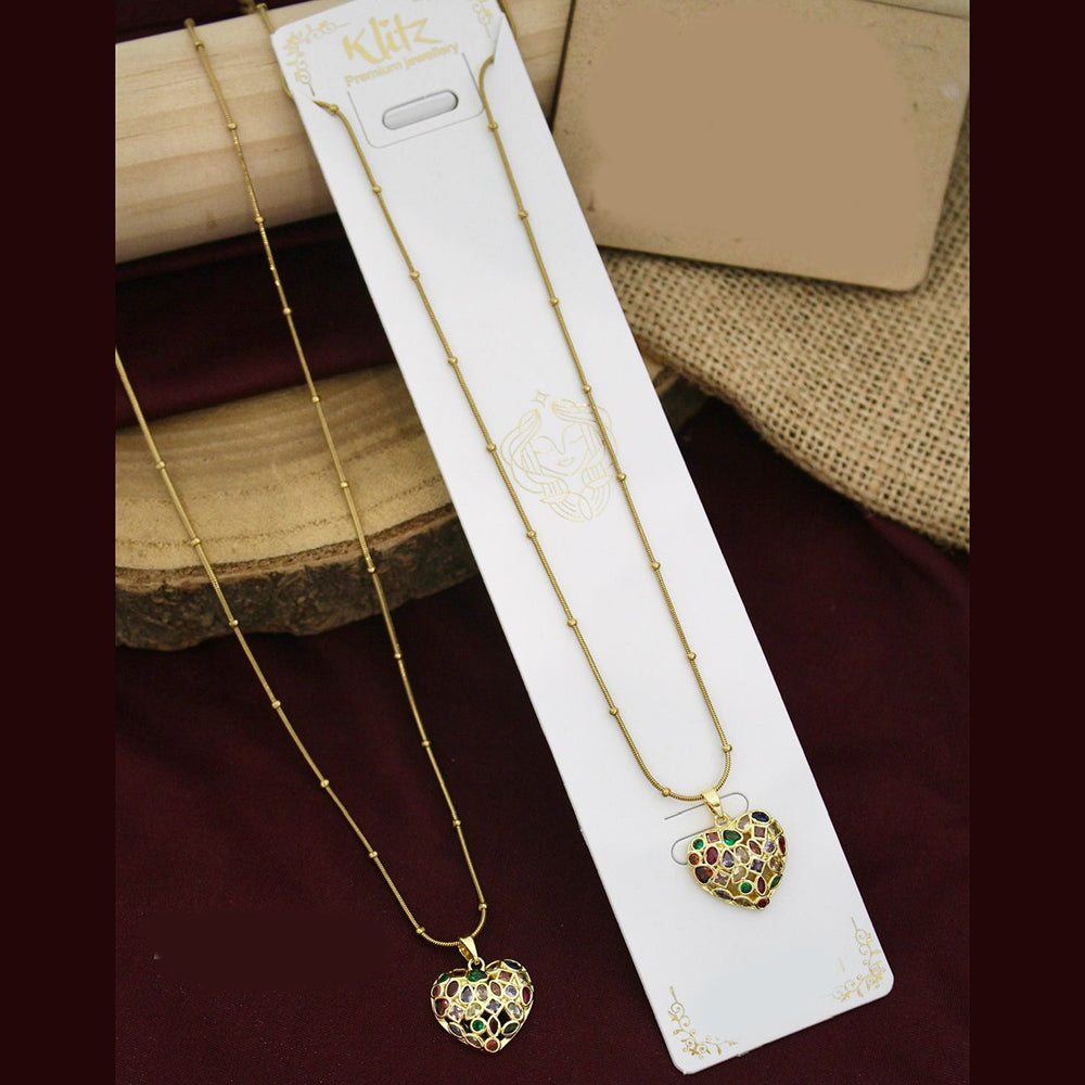 Klitz Premium Jewellery Crystal Stone Heart Shape Necklace (Pack of 12)