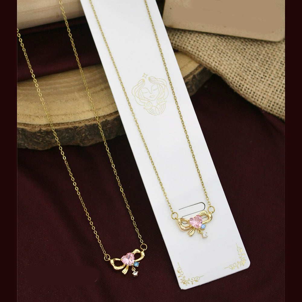 Klitz Premium Jewellery Crystal Stone Bow Necklace (Pack of 12)