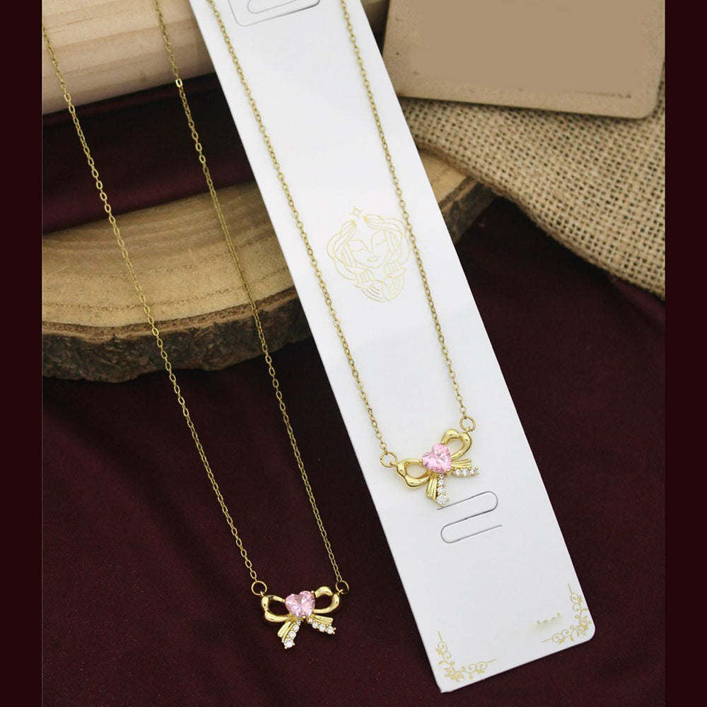 Klitz Premium Jewellery Crystal Stone Bow Necklace (Pack of 12)