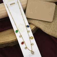 Klitz Premium Stainless Steel Multi Color Austrian Stone Necklace (Pack of 12)