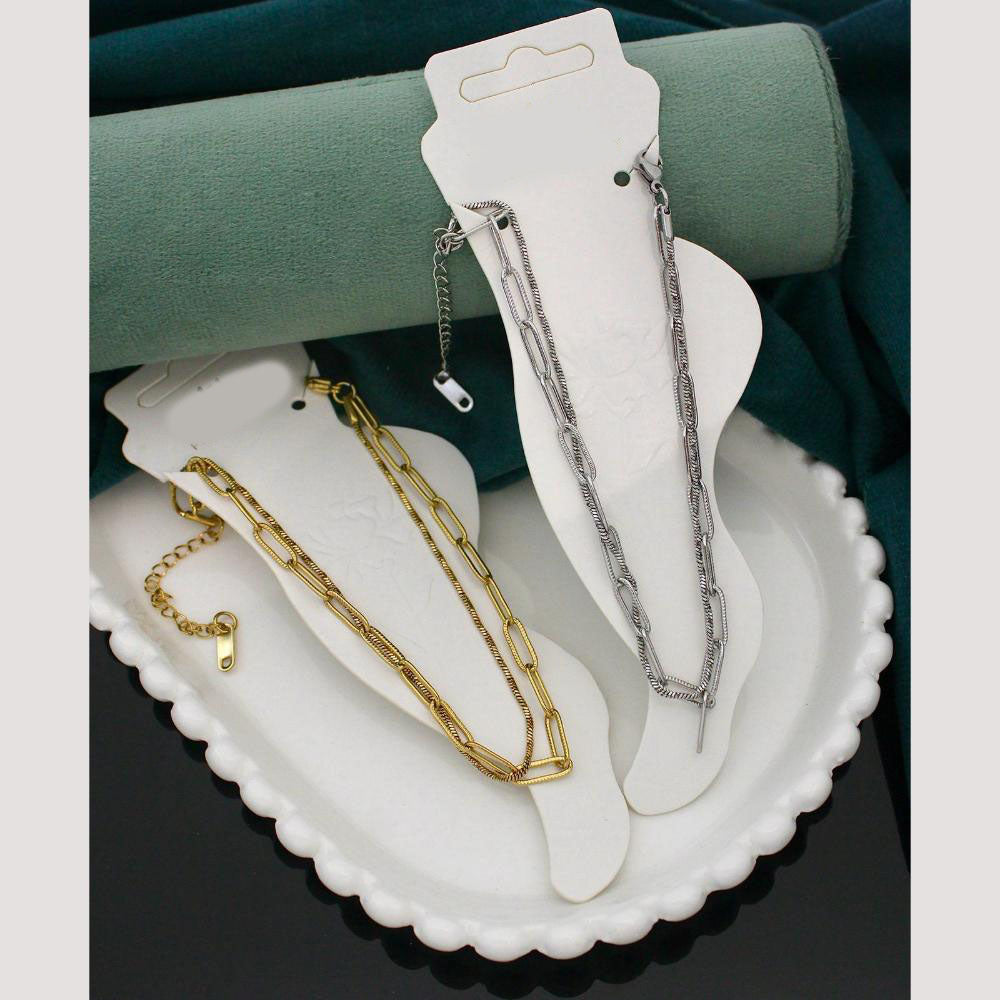 Klitz  Stylish Stainless Steel Layered Anklet / Payal  (Pack of 12)