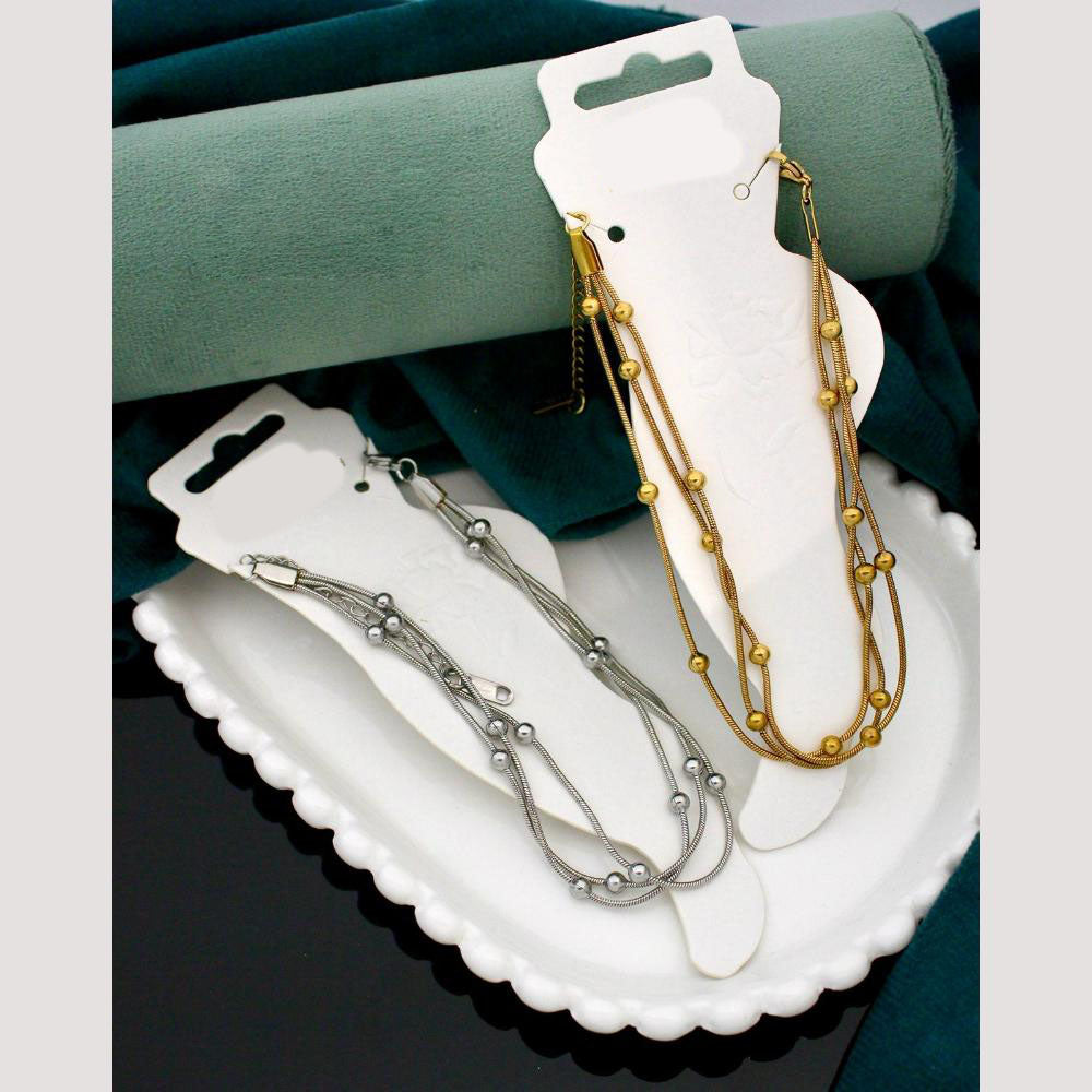 Klitz  Stylish Stainless Steel Layered Anklet / Payal  (Pack of 12)