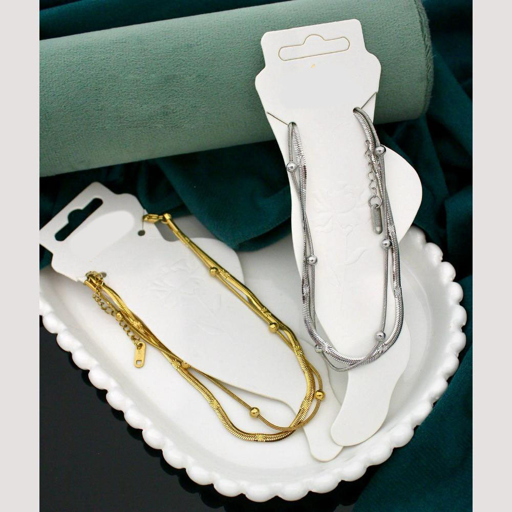 Klitz  Stylish Stainless Steel Layered Anklet / Payal (Pack of 12)