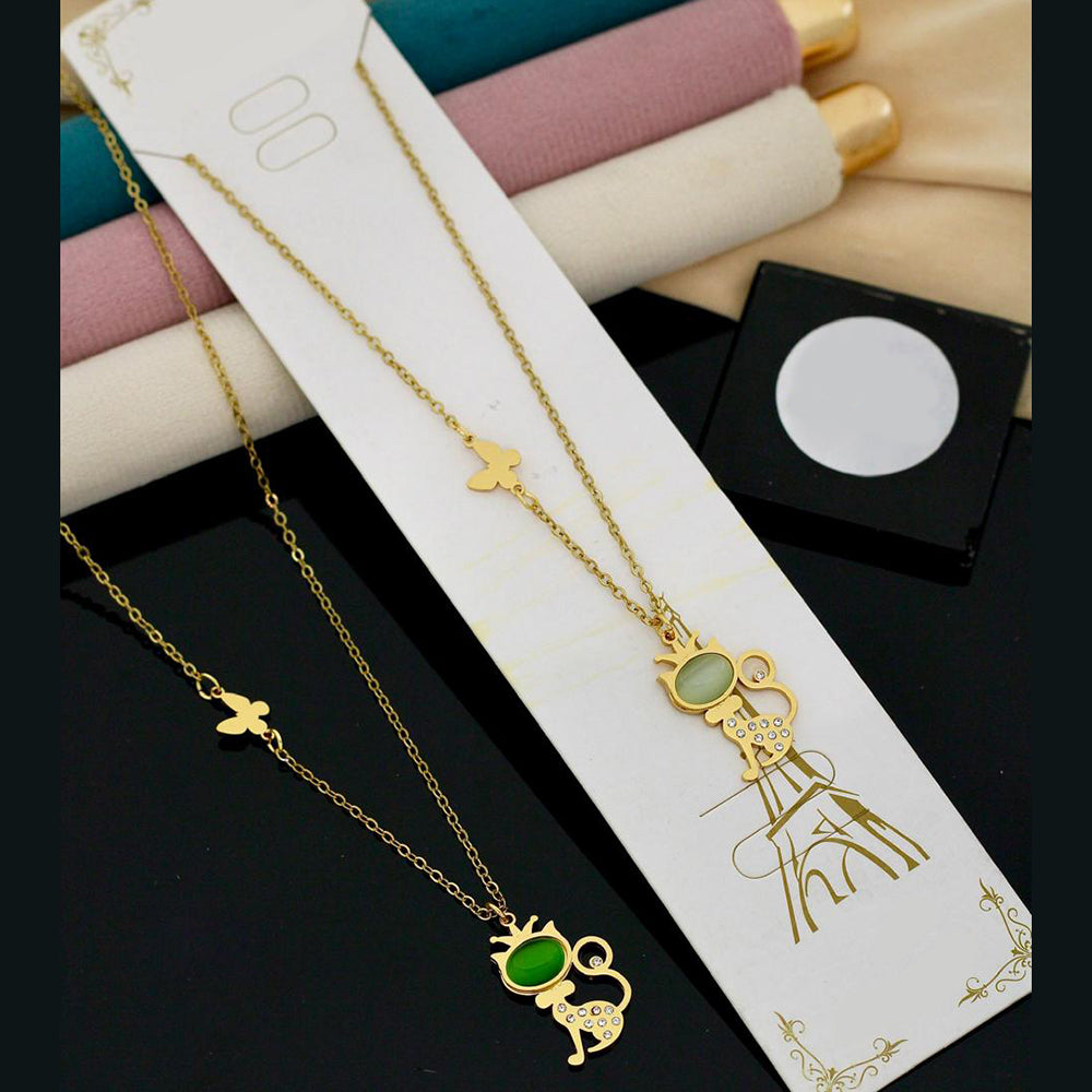 Klitz Premium Jewellery Austrian Stone Chic Cat Design Necklace (Pack of 12)