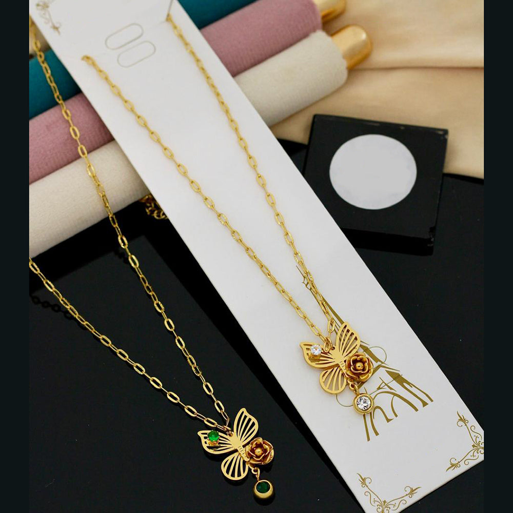 Klitz Premium Jewellery Butterfly Shape Crystal Stone Necklace (Pack of 12)