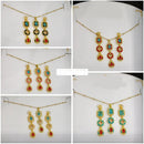 Klitz Premium Jewellery Crystal Stone Necklace Set (Pack of 12) (Assorted Color)