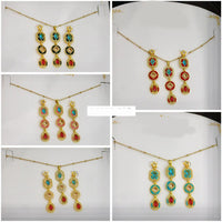 Klitz Premium Jewellery Crystal Stone Necklace Set (Pack of 12) (Assorted Color)