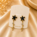 Klitz Elegant Flower Design Crystal Stone Dangler Earrings for Women (Pack of 12)