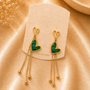 Klitz Elegant  Heart  Shape Dangler Earrings for Women (Pack of 12)