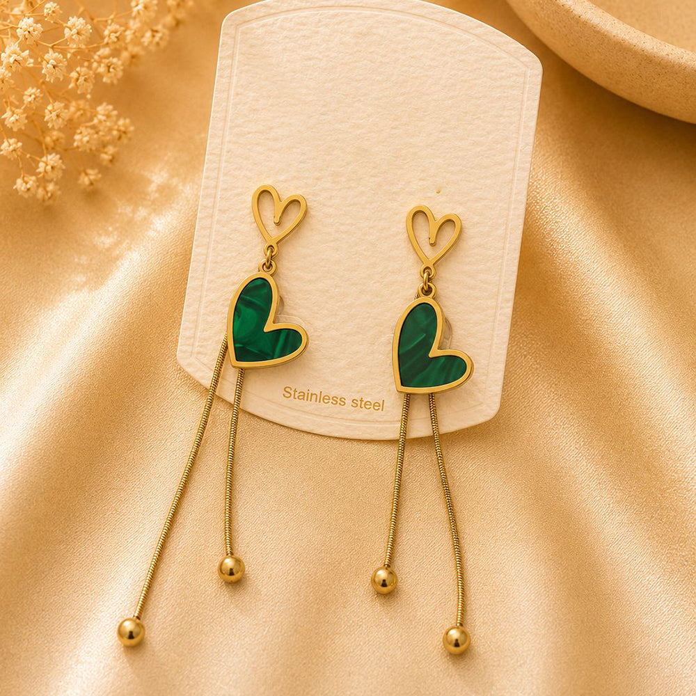 Klitz Elegant  Heart  Shape Dangler Earrings for Women (Pack of 12)