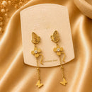 Klitz Elegant  Butterfly  And Flower Design Austrian  Stone  Dangler Earrings for Women (Pack of 12)