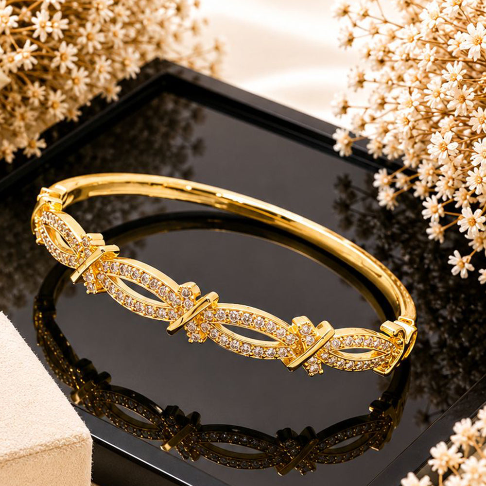 Klitz Pack Of 12 Gold Plated  Austrian Stone Openable Kada