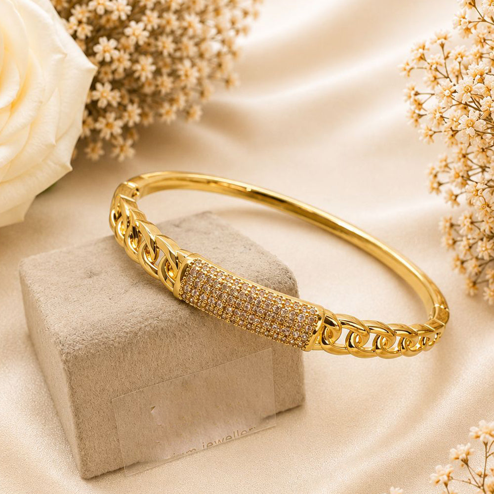 Klitz Pack Of 12 Gold Plated Austrian Stone Openable Kada
