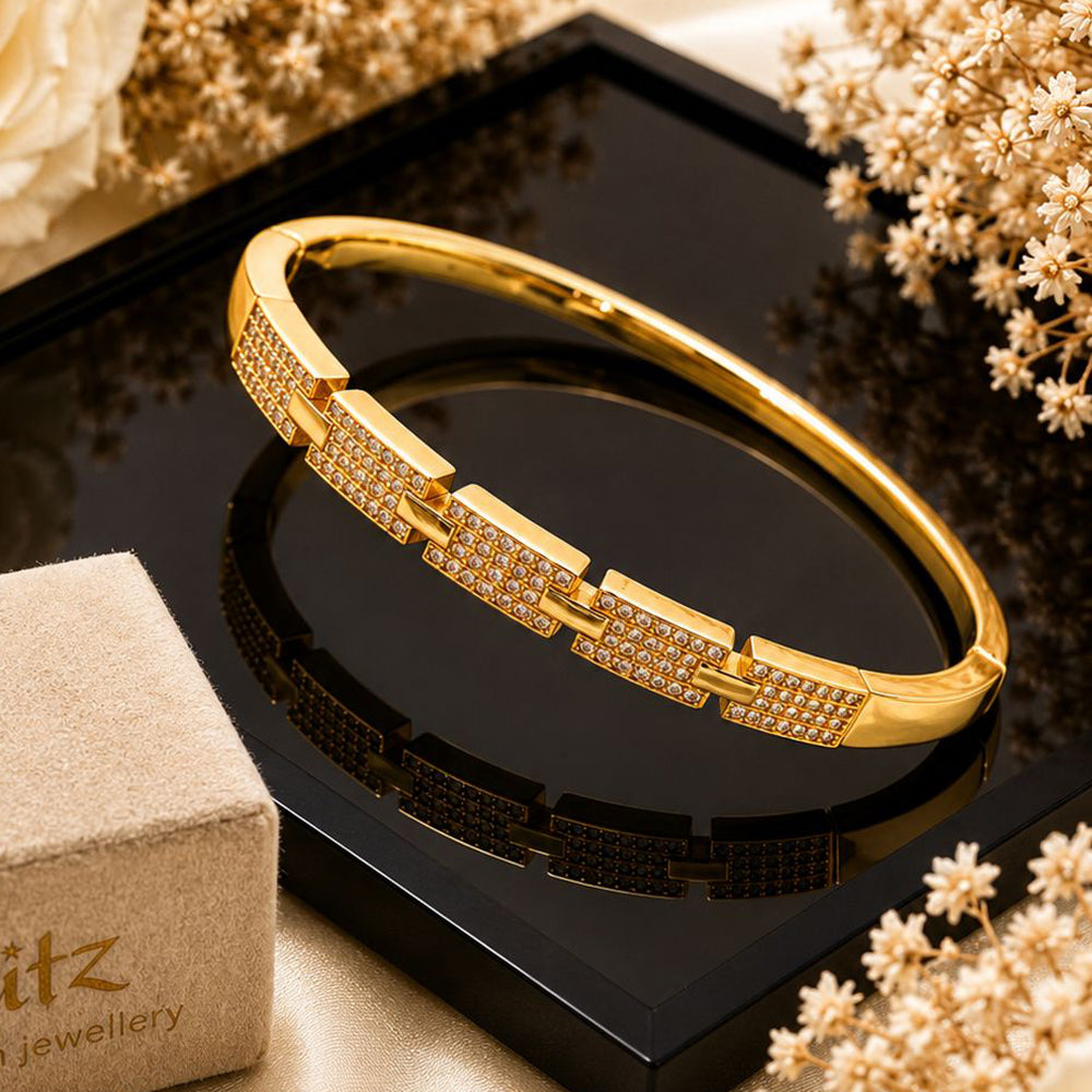 Klitz Pack Of 12 Gold Plated Austrian Stone Openable Kada