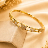 Klitz Pack Of 12 Gold Plated Austrian Stone Heart Shape Openable Kada
