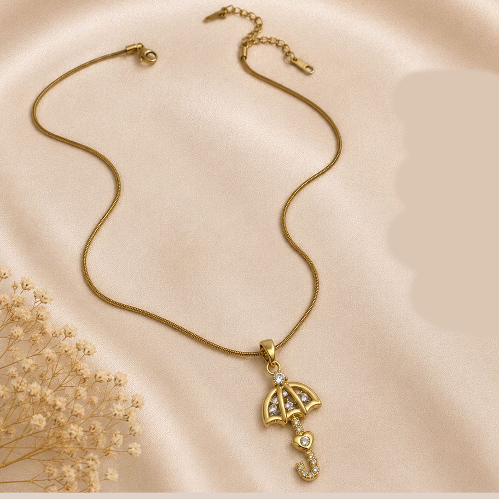 Klitz Fancy Stainless Steel Austrian Stone Umbrella Shape Necklace Set (Pack of 12)