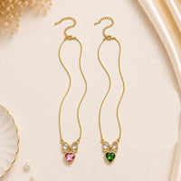 Klitz Fancy Stainless Steel Crystal Stone Necklace Set (Pack of 12)