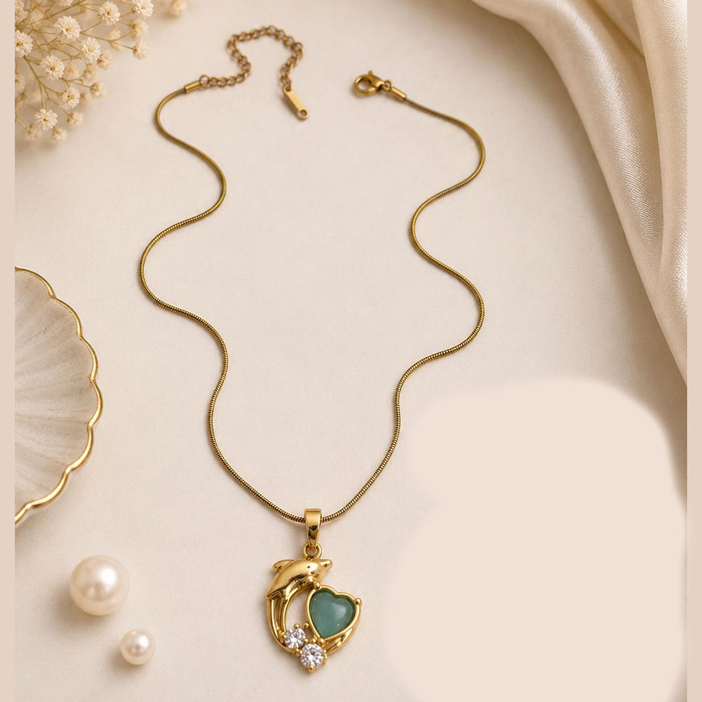Klitz Fancy Stainless Steel Austrian Stone Dolphin Shape Necklace Set (Pack of 12)