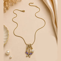Klitz Fancy Stainless Steel Austrian Stone Butterfly Design Necklace Set (Pack of 12)