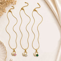 Klitz Fancy Stainless Steel Crystal Stone Necklace Set (Pack of 12)