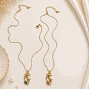 Klitz Fancy Stainless Steel Crystal Stone Dolphin Shape Necklace Set (Pack of 12)
