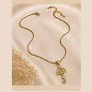 Klitz Fancy Stainless Steel Austrian Stone Umbrella Shape Necklace Set (Pack of 12)