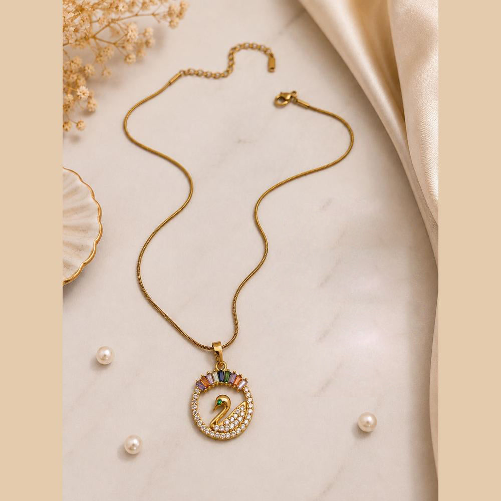 Klitz Fancy Stainless Steel Crystal Stone Swan Necklace Set (Pack of 12)