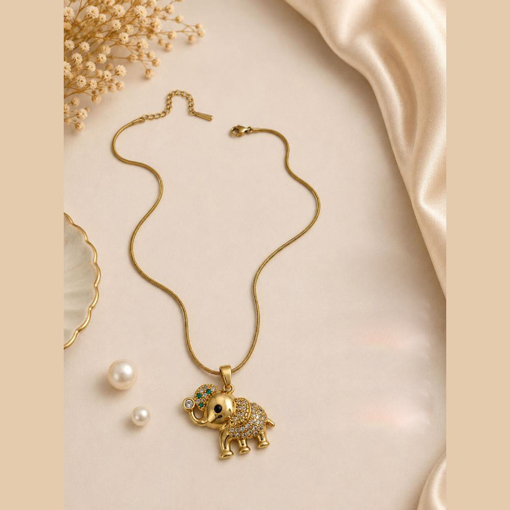 Klitz Fancy Stainless Steel Austrian Stone Elephant Shape Necklace Set (Pack of 12)