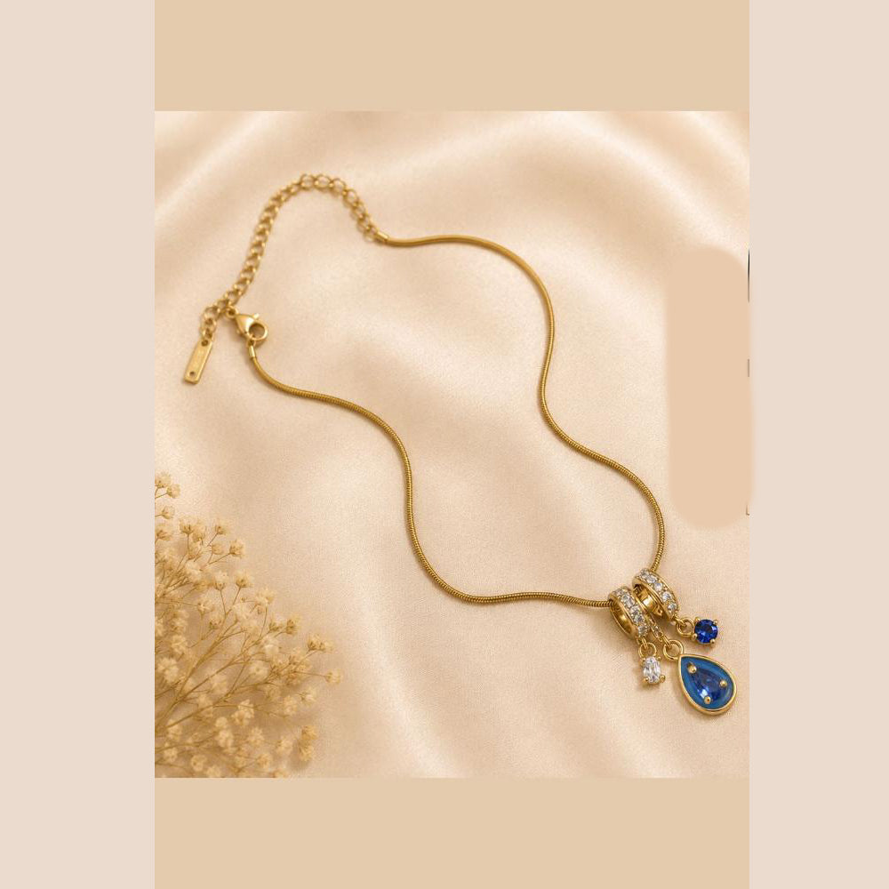 Klitz Fancy Stainless Steel Crystal Stone Designer Necklace Set (Pack of 12)