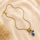Klitz Fancy Stainless Steel Crystal Stone Designer Necklace Set (Pack of 12)