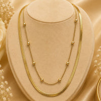 Klitz Premium Stainless Steel Herringbone And Beaded Chain Necklace 
